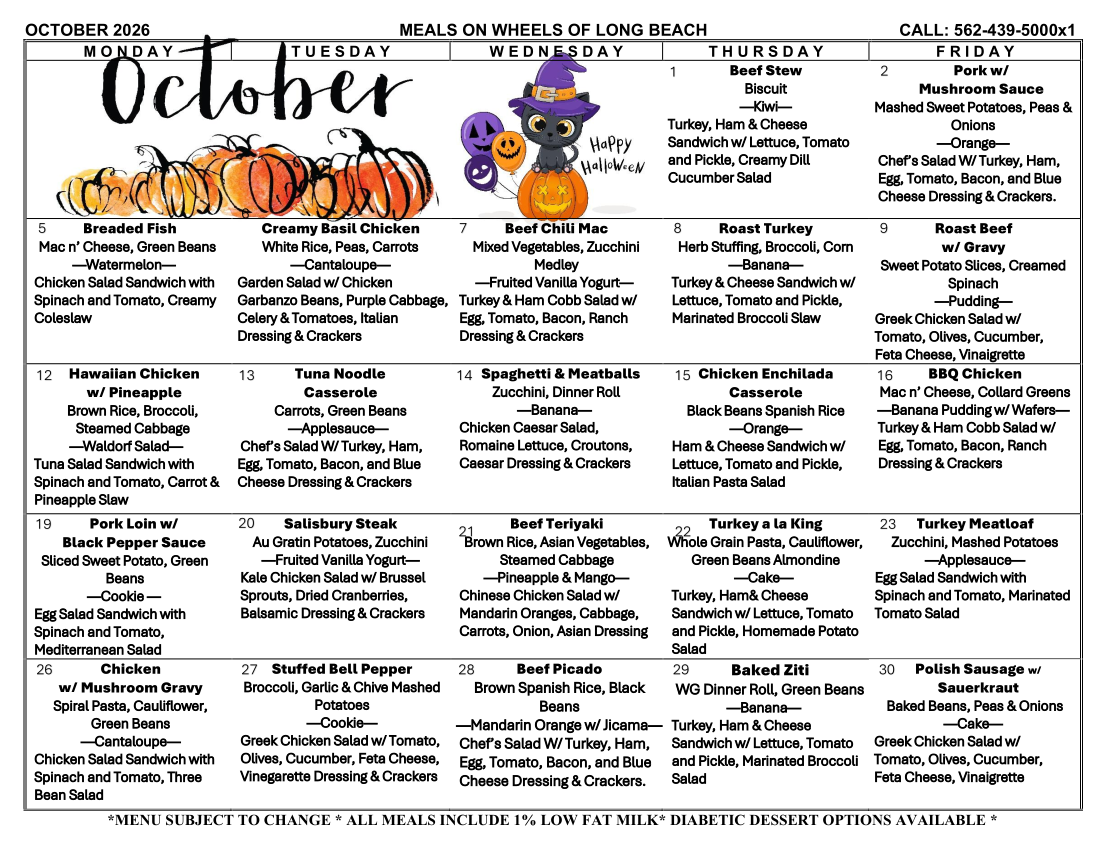 Monthly Menu